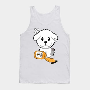 Cute furry dog spilled a jar of honey Tank Top